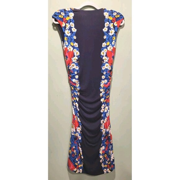 Boden Sleeveless Ruched Floral Cosima Jersey Midi Dress Sz 4r - Picture 5 of 8